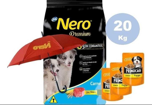 Nero Cachorro 20kg + Paraguas + 3 Pate