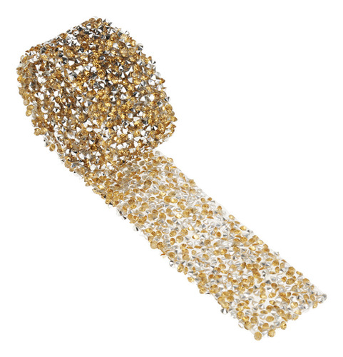 Rollo De Malla De Cinta Amarilla Con Diamantes De Imitación