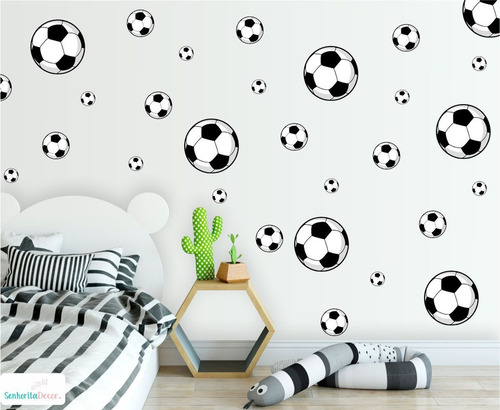 Adesivo De Parede Bolas De Futebol Decoração Quarto Sala