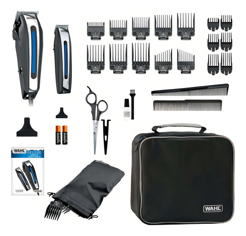 Wahl Deluxe Combo Estuche Kit Cortapelo Y Terminadora 30 Pza Color Negro Negro