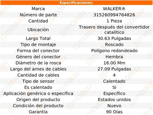 Sensor Ox O2 Tras Dcc Santa Fe 3.3l V6 07/09 Walker