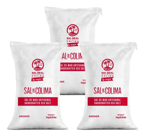 Sal De Mar De Colima 100% Natural | Kit 3 Costales De 3 Kg