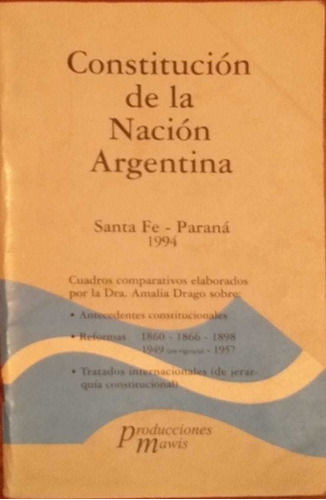 Libro Constitucion De La Nacion Argentina Producciones Mawis | MercadoLibre