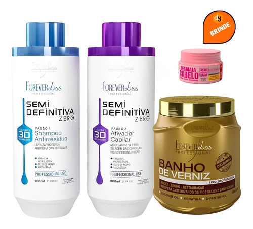 Progressiva Forever Liss 2l + Banho De Verniz 1kg Hidratante