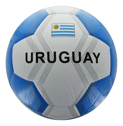 Pelota Futbol Uruguay N°5 Cuero S Brillo Diseño Cocida 32p
