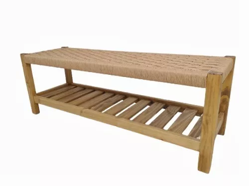 BANCO PIE DE CAMA 108 X 41 USIES MADERA NATURAL TELA TOPO