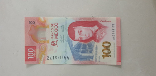 Billete De 100 Pesos Mexicanos Serie Aa5145172