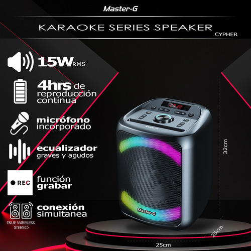 Parlante Karaoke Bluetooth Cypher 6,5 Con Micrófono Master-g
