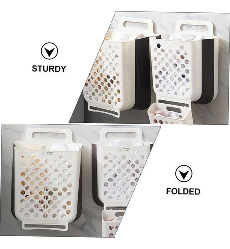 1 Set Cesto Para Ropa Colgado De La Pared Cesto De Plástico