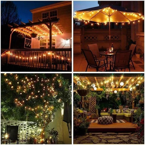 12m 100led Luces De Navidad Cadena Solar Al Aire Libre Para