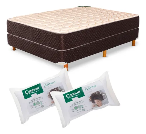 Combo Sommier Cannon Exclusive 2 Plaza 140x190 + 2 Almohadas