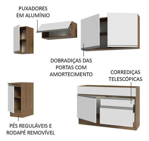 Cocina Integral Glamy 2 40 Metros 07 Marrón Blanco Madesa Grgl2400076e