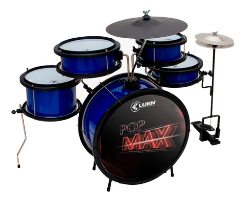 Bateria Infantil Luen Pop Azul .?maxx Com Banco + Baquetas