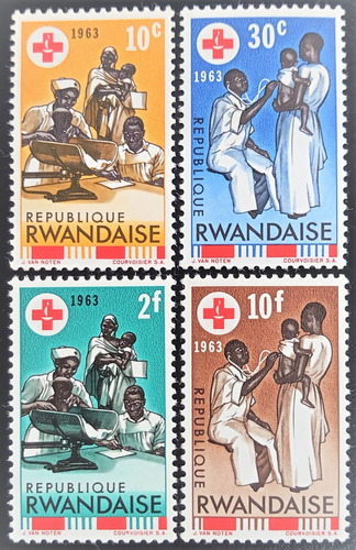 Rwanda, Serie Yv 44-51 Cruz Roja Año 1963 Mint L19001
