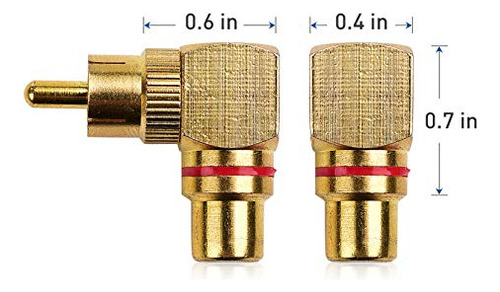 Adaptador Rca En Ángulo 90º, 2 Unidades