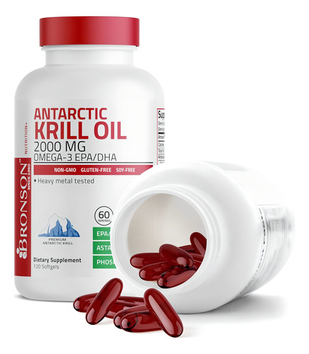 Aceite De Krill Antártico 2000 Mg Bronson 120 Softgel Sabor Sin Sabor