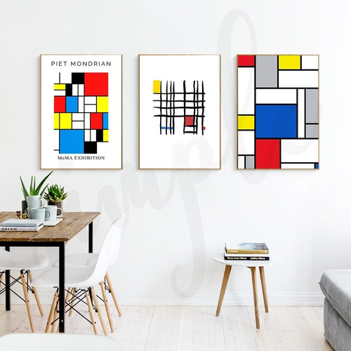 Imagen 2 de 7 de Cuadros Trípticos -piet Mondrian 2-liquidación!ultimo