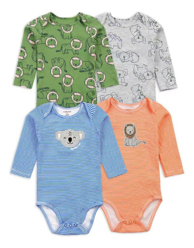 Body Bebe Niño - Pack 4 Bodys Algodón Manga Larga