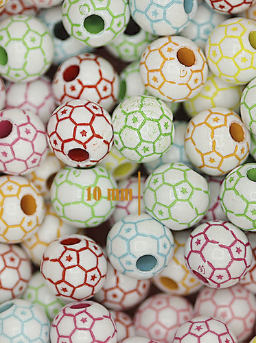 Balón Separador Acrilico Para Pulsera 100gr Futbol Volley Futbol Colores 1 Cm 1 Cm