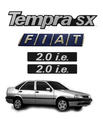 Kit Emblemas Fiat + Tempra Sx + 2  Plaqueta 2.0 I.e + Brinde