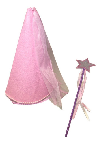 Set Gorro Varita Hada Princesa Estrellas Cotillón Activarte Color Rosa