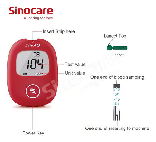 Glucómetro continuo Sinocare Safe AQ Smart rojo
