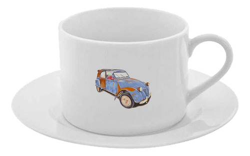 Taza Y Plato Desayuno Te Café Auto Viejos Clasicos Cod A28