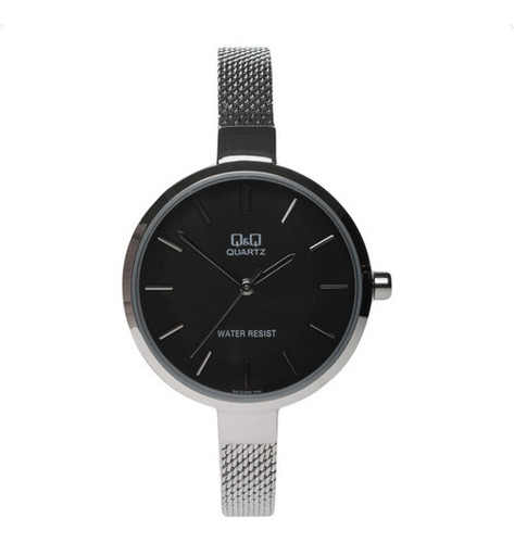 Relógio feminino casual cinza Q&q VP47j037y prateado/preto, cor de pulseira