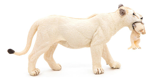 Figura De Leona Blanca Con Cachorro Multicolor