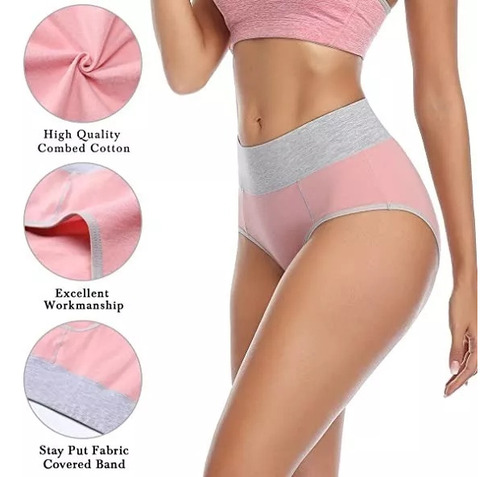 Calzoncillos Elásticos De Cintura Alta Para Mujer De Algodón