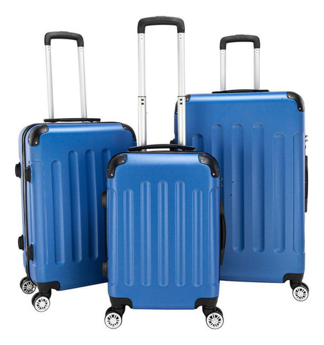 Set 3 Maletas Equipaje De 20/24/28'' Para Viaje Color Azul