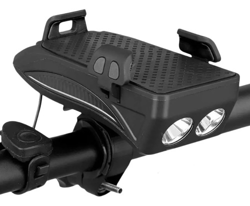 Luz Bici 2 Led+bocina+porta Y Carga Celular, Usb Recargable