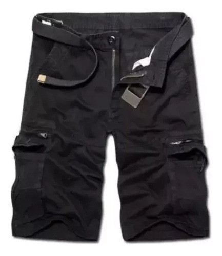 Pantalones Cortos Cargo Para Hombre Con Cinturón, Militar,23