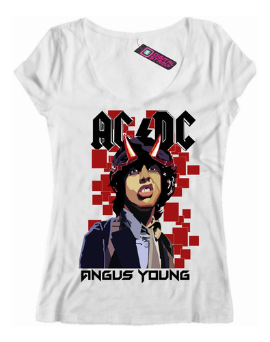 Remera Mujer Ac/dc Angus Young Pop Art Mu 23 Dtg Premium