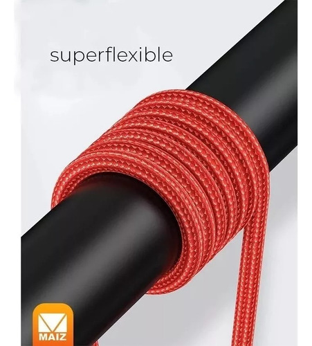 3pz Cable Micro Usb V8 Reforzado Tela Puntas Metálicas 3m