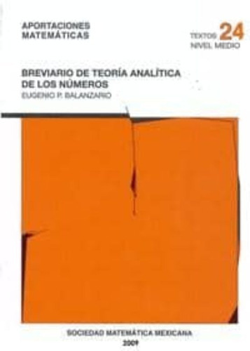 Brevario De Teoria Analitica De Los Numeros 1º Edicion, De Balanzario, Eugenio. Editorial Reverte, Tapa Blanda En Español