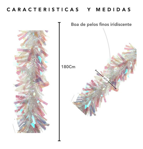 Imagen 2 de 10 de Guirnalda Boa Iridiscente 180 Cm Decoracion Adorno Navidad