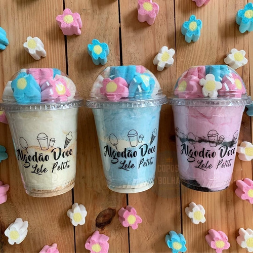 25 Copos Bolha 400 Ml C/ Divisória Algodão Doce E Pipoca
