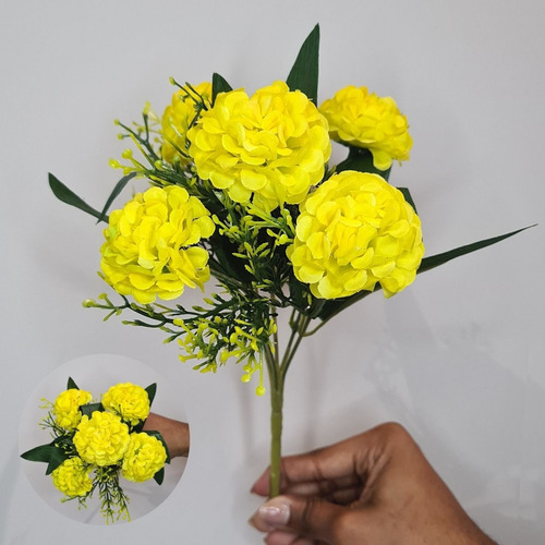 Kit 10 Buquês De Folhagens E Flores Amarelas Para Arranjos