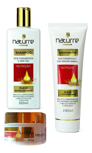 Kit Óleos Nutrifuncionais Naturrê Shampoo Condic. E Máscara