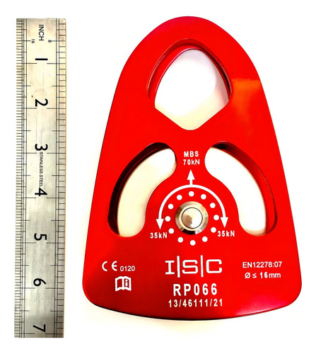 Polea Placas Oscilante Aluminio Balero 70kn Rescate Vertical