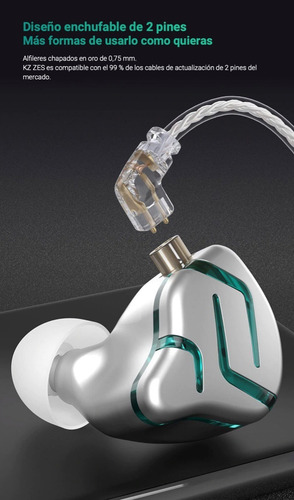 Imagen 6 de 10 de Auriculares In-ear Kz Zes 1dd + 1est Con Microfono Monitoreo