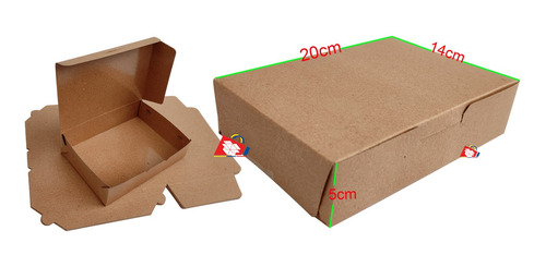 50 Cajas De Carton De 20x14x5cm Antigraso Kraft Autoarmable