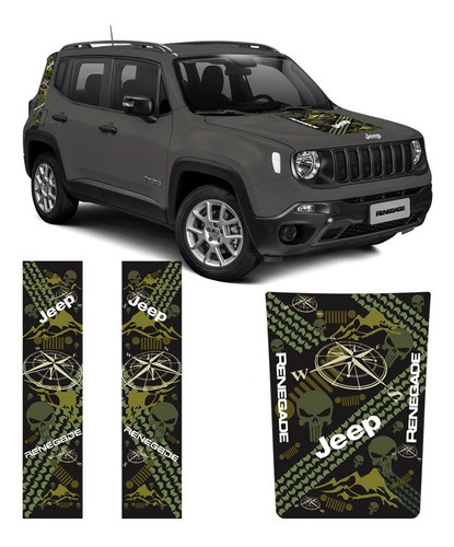 Faixa Jeep Renegade Adesivo Lateral/capô Bússola Logo Verde