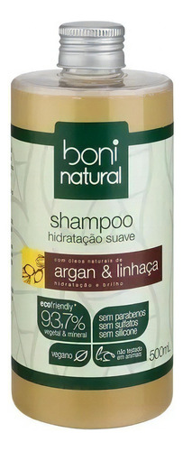 Shampoo Boni Natural Argan E Linhaça 500ml Vegano