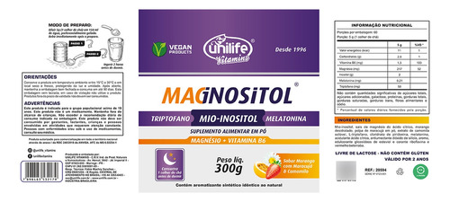 Kit 2 Magnositol Morango Com Maracujá Camomila Unilife 300g