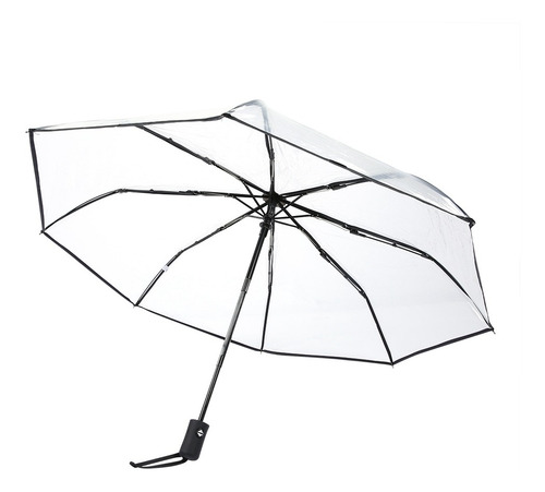 Imagen 9 de 9 de Paraguas Transparente Lluvia Automático Plegable Portátil Tr