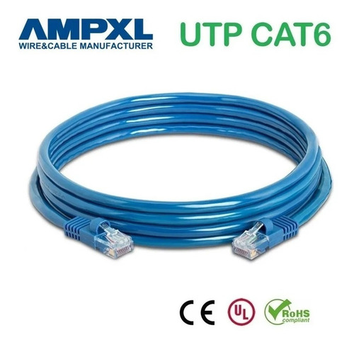 Imagen 1 de 5 de Cable De Red Utp Patch Cord Ampxl Cat6 Certificado 1 Metros