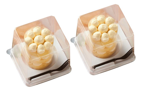 25 Cajas Para Cupcakes Acetato Elegantes C/base Y Tenedor Color Blanco