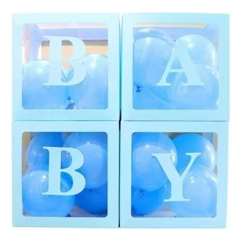 Set 4 Cubos Cajas Para Globos Baby Shower Candybar Decoració